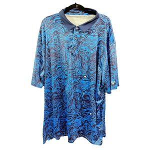 Maelreg Performance Polo Shirt 3X Geometric Blue Abstract  Stretch Polo